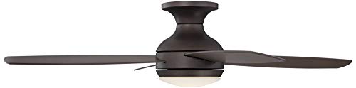 Casa Vieja 52" Casa Elite Modern Hugger Low Profile Indoor Ceiling Fan With Light Led Dimmable Remote Flush Mount Oil Rubbed Bronze For House Bedroom Living Room Home Kitchen Dining Office #TOP5