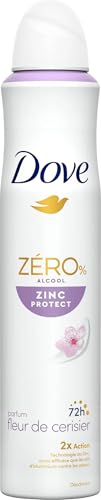 DOVE - Déodorant Femme Zinc Protect - Spray - 0% Alcool - Parfum Fleur de Cerisier - 72h de protection anti-odeurs - 200ml