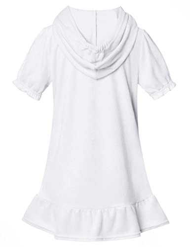 Childrenstar Girls Swimsuits Coverups White Terry Cover-Up Hooded Zip-Up Beach Robe,3T 4T #TOP1