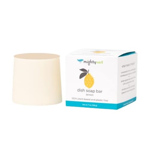 MightyNest Lemon Scented Dish Washing Bar Soap | Dish Soap Bar for the Kitchen | 100% Plastic-Free | Concentrated and Eco-Friendly | One Lemon Bar