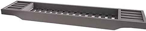 Bamboo Bath Tub Caddy Rack Wooden Bathroom Shelf Storage Organiser Tray Unit (Grey)