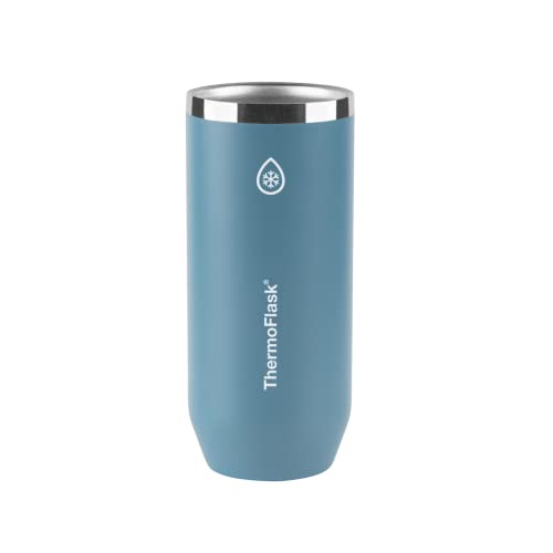 Image of ThermoFlask Slim Can Cooler - 2-in-1 Insulated Can Cooler Cup - Durable Stainless Steel Cooler with Non-Slip Base - Dishwasher-Safe Beverage Can Cooler - 12 oz, Dusty Blue