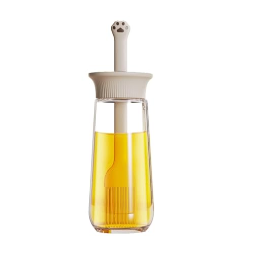 Bottle With Brush, 9.5 Oz Glass Olive Oil Dispenser With Cat