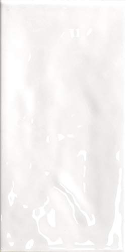 Joyful Gloss Ceramic Wall Tile - 3.9 in x 7.8 in Brick - Versatile Laying Options - Easy Installation - Single Tile, White