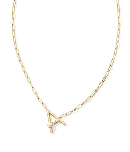 Kendra Scott Womens Pearl Letter A Short Pendant Necklace Gold White Pearl One Size2