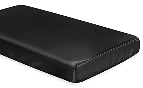 Image of SiinvdaBZX 2 Pcs Satin Crib Sheets for Baby Boys, Black | 52 x 28 Inch Silk-Like Soft Fitted Crib Sheet Baby Mattress Sheet for Standard Crib, Toddler Mattress, with 8 Inch Pocket