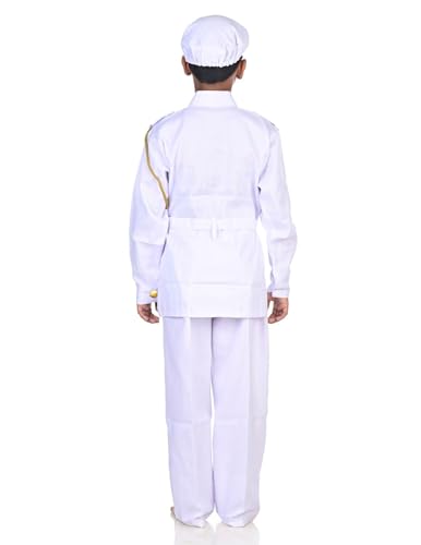Image of BookMyCostume Premium Fabric Navy Dress for Kids Professionals & Community Helpers Costume with Shirt, Pants, Cap & Whistle | Navy Officer & Captain Outfit for Fancy Dress & School Events 11-12 Years