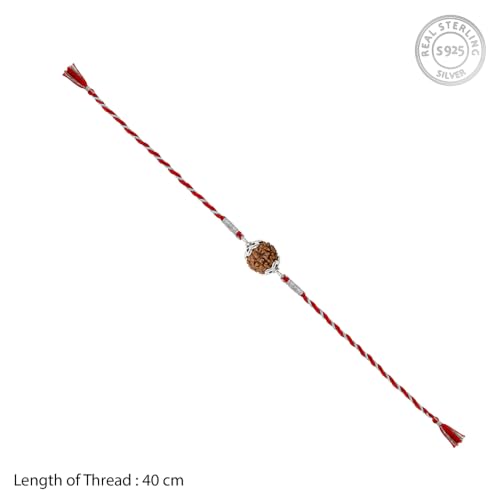 Image of GIVA 925 Silver Sacred Rudraksha Rakhi | Raksha Bandhan Rakhi for Mens | Gift for Couple | With Certificate of Authenticity and 925 Stamp