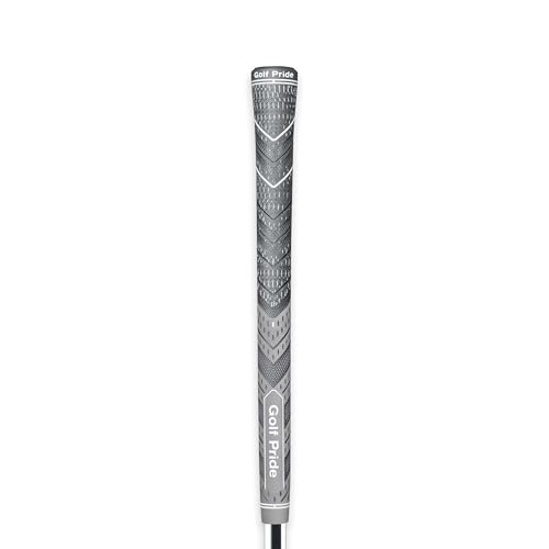 Golf Pride MCC Plus4 Golf Club Grip - All-Weather Hybrid Grip with Larger Lower Hand - Brushed Cotton Cord & Pebbled Texture - Midsize - Grey