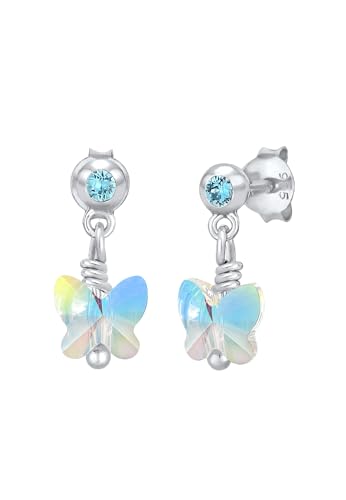 Elli Ohrringe Kinder Funkel Schmetterling mit Kristalle 925 Sterling Silber – Ansicht 1