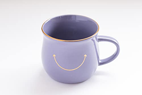 Taza de Cerámica con Cara Sonriente y Detalles Dorados 13 Oz miniatura 3