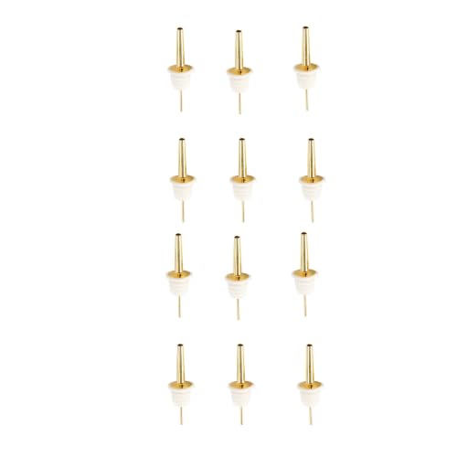 GENTERUN Sellos De Corcho Reutilizables for Vino, Champán, Cerveza Y Licores.(Gold and White Cap 12-Pack)