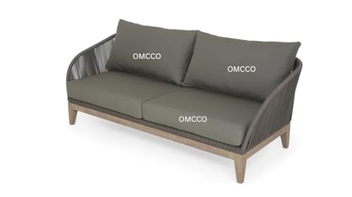 Image of 4 Seater Sofa Outdoor Conversation Patio Garden Rope Furniture Set with Cushion and Center Table. Garden /Balcony /Poolside /Indoor /Outdoor Set(Grey Color)