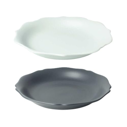 [美濃焼] meimei-ware 23.5cm 深皿 2種セット(稜花・輪花)ひとつひとつ違った形の可愛い深皿