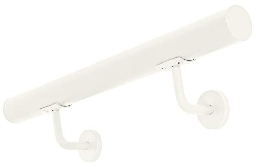 V2Aox Acero Inoxidable Pasamanos Barandilla Baranda para Escalera Montaje Pared 3 Colores 50-600 cm, Color:Blanco, Longitud:200 cm