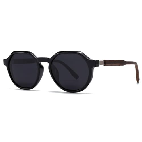 Lunettes de soleil rondes rétro noires fini la fatigue visuelle avec l'UV400