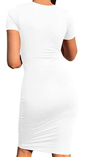 GOBLES Women's Short Sleeve Casual Bodycon Midi Elegant Cocktail Party Dress4