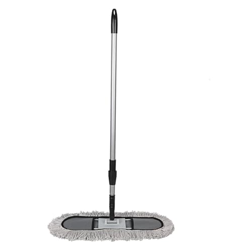 Image of Zureni Floor Sweeping Mop with Microfiber Head, Wet & Dry Floor Cleaning Mop, 4 Ft Long Telescopic Handle, 360 Degree Rotating Mop for Home & Kitchen, 18 Inch Head (Random Color)
