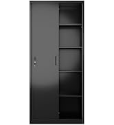 Amazon.co.jp: LOCENHU スチール書庫 鍵付きキャビネット 2段