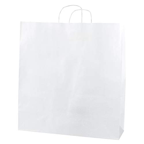 Thepaperbagstore 20 White XXL Paper Bags with Twisted Handles - 45x17x49cm - Kraft Paper for Gifts, DIY, Party, Shopping, Retail, Grocery, Wedding, Birthday and Takeaway