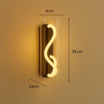 Image of Designer Lighting Modern LED Wall Light with Cylindrical Glass Shade for Living Bedroom Home Office