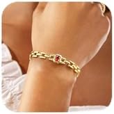 Gold Birthstone Bracelet for Women - 14K Gold Plated Adjustable Watch Band Chain Bracelets, Trendy Cubic Zirconia Link Bracelet, Birthday Anniversary Christmas Jewelry Gifts for Her