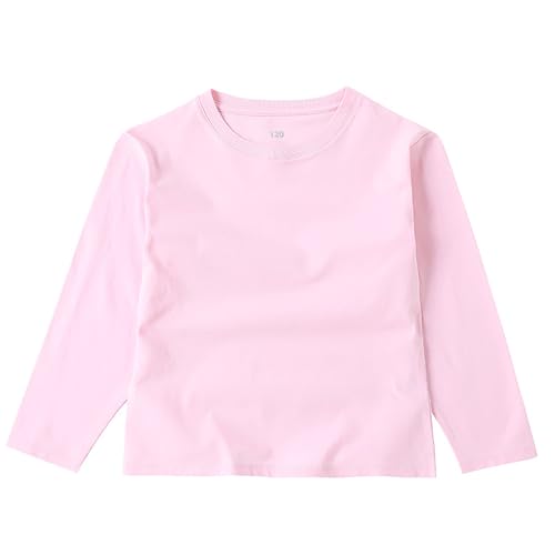 Kids Boys Girls Classic Crewneck Long Sleeve Shirts Pullover Slim Stretchy Tops Cotton Soft Teen Fall Winter Solid Undershirt