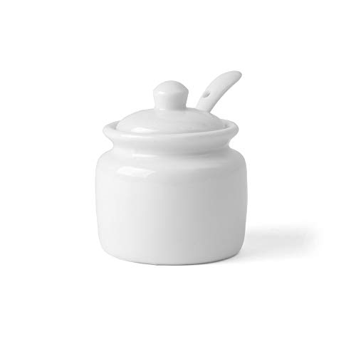 Holst Porzellan AT 210 FA1 Dose 0,10 L Pott mit Löffel, weiß, 6 cm, 2 Einheiten