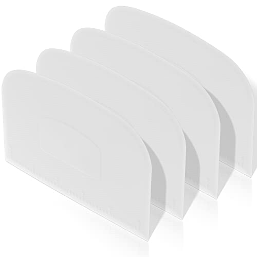 Queekay 4 Pcs Plastic Dough Scraper Flexible Dough Cutter Bench Scraper for Baking Spatula Kitchen Multipurpose Food Tools for Bread Cake