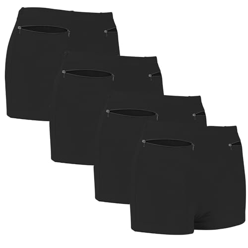 LUEXBOX Pocket Pantie for Women, Travel Underwear with Secret Pocket Panties Women's, 4 Packs (Black)