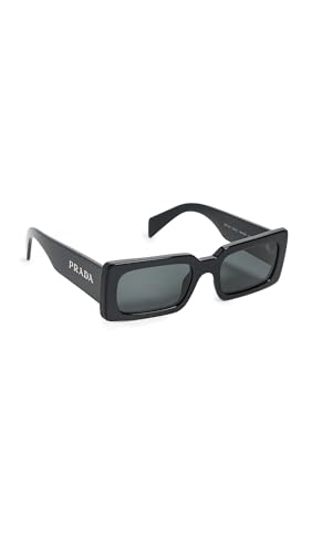 Prada Womens Rectangular Acetate Sunglasses Black One Size