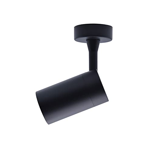 Eurekaled Portafaretto da soffitto o parete GU10 - Faretto spot orientabile 360° con fascio direzionabile - Lampadina intercambiabile - Per soggiorno, cucina, corridoio - IP20 (Nero)