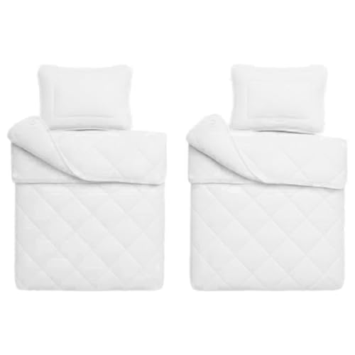 Julido 2er Set Baby Bettdecke und Kissen Set 100x135cm + 40x60cm – 4-Jahreszeiten Kinderbettdecke 770g & Kinderkissen 150g, Mikrofaser Weiß,...