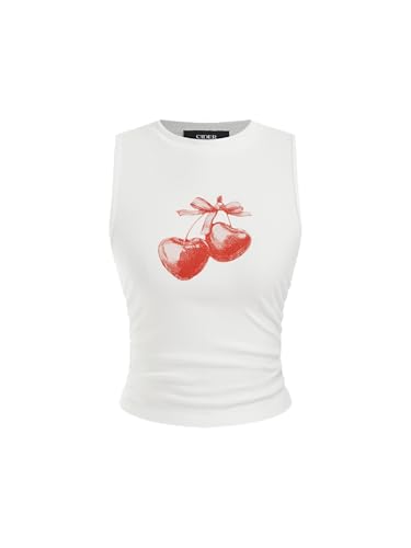 Image of CIDER Womens Tank Tops Sleeveless High Neck Ruched Crop Tops Going Out Casual Basic Ribbed Shirt Summer Fashion Clothing
