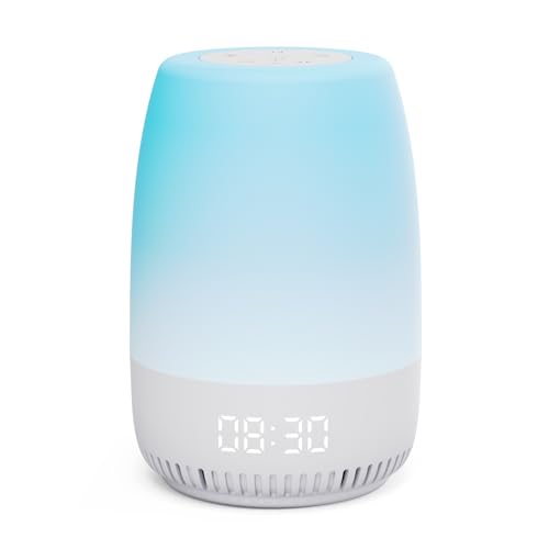 Image of Baby Night Light, VIPDEER White Noise Sound Machine for Baby Sleeping, 12 Colors Night Light for Nursery, 19 Smoothing Sleep Sounds, Time Display