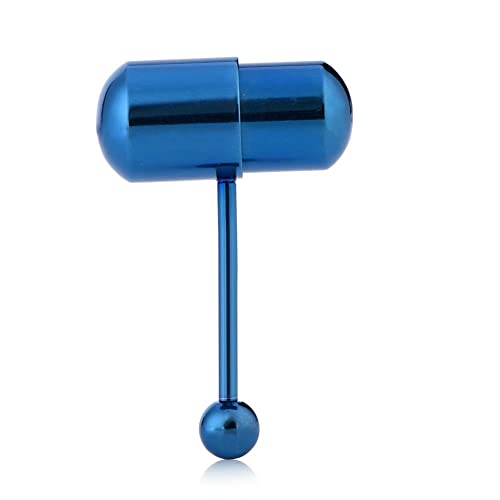 wmLzhen Vibrating Tongue Ring Tongue Nail with Button Battery- Prickly Straight Barbells Body Piercing Barbell Tongue Rings for Woman Man (Blue)