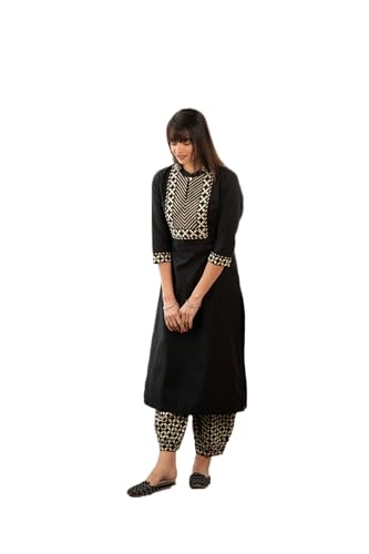 Kurti avec pantalon noir pour femme tenue ideale pour bureau et loisirs