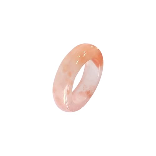 YMHOP Pink Natural Jade Rings Good Luck Jewelry Natural Jade Ring for Women Men Unisex with Gift Box (Pink, 9)