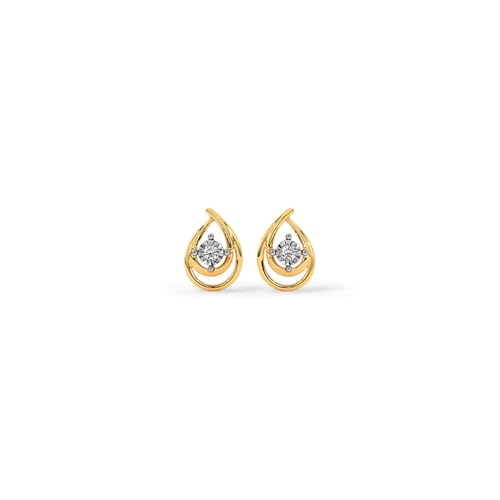 Image of CaratLane 9 KT Yellow Gold Dual Pear Diamond Stud Earrings for Women