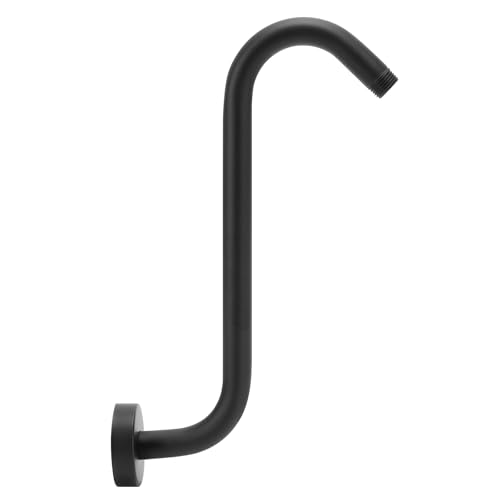 Image of NearMoon S Shaped Shower Head Riser Arm, Shower Extender Arm with Flange, Standard 1 /2 inch Connection- Bathroom Accessory (12 Inch, Matte Black)