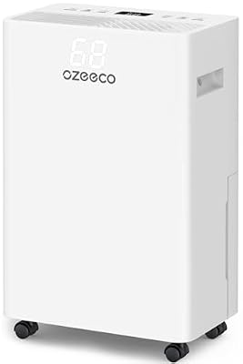 34 Pint Dehumidifier for Basement up to 2500 Sq.Ft, ozeeco Home Dehumidifier with Drain Hose, Ionizer, Humidity Control, Ultra Quiet, Child Lock, 24H Timer for Bedroom, Bathroom, RV