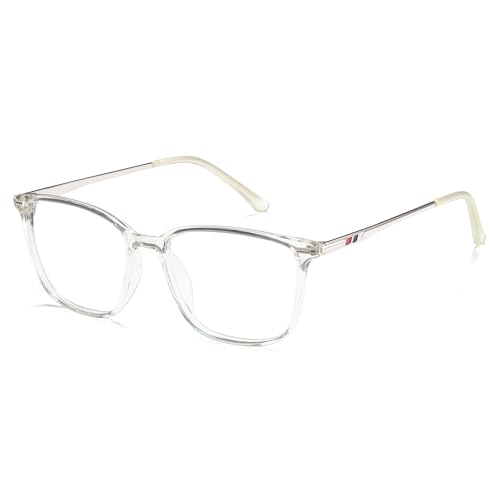 Image of Cyxus Blue Light Blocking Glasses for Men Women, Square TR90 Metal Hybrid Computer Eyewear, Lightweight Anti Eye Strain Glare Filter Glasses for Office, Gaming, Work,Study Clear