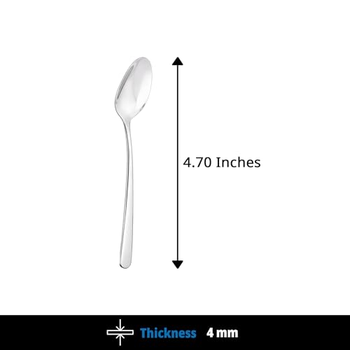 Image of Culinex 18 /8 Premium Stainless Steel 4.7 inch Tea & Coffee Small Spoon Set of 6 | Silver Rustproof Food Grade Flatware Cutlery By thinKitchen (Dora)