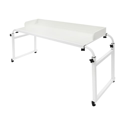 Zivisamt Overbed Table with Wheels, Laptop Desk Cart Table Over Bed,Adjustable Height and Length Desk Over Bed Table for Hospital Home 47.2x15.7 Inch Beside Table