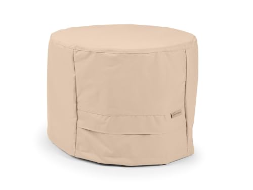 Covermates Round Ottoman Cover - Heavy-Duty Polyester, Weather Resistant, Drawcord Hem, Seating and Chair Covers, 24DIAMETER x 18H, Ripstop Tan