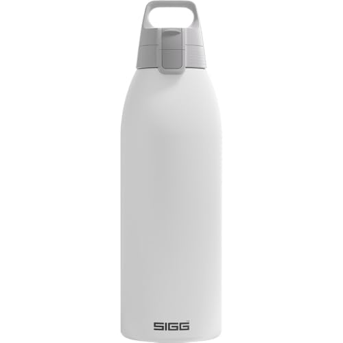 Yalıtımlı içecek şişesi; termos Shield Therm One White, gazlı içecekler, sızdırmaz, bulaşık makinesinde yıkanabilir, Bpa içermez –%90 geri dönüştürülmüş paslanmaz çelik, beyaz, 1,5 l