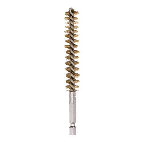 HARFINGTON Brass Bore Brush 12mm Dia Cleaning Wire Brush with Handle 1/4 Inch Hex Shank for Tubes, Ports, Bearings