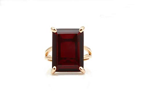 Elegant Garnet Rose Gold 13X18Mm Emerald Cut Ring - Statement Ladies Ring, Fashion, Engagement - Bold Handmade Custom Jewelry - Choose Your Size And Finish #TOP3