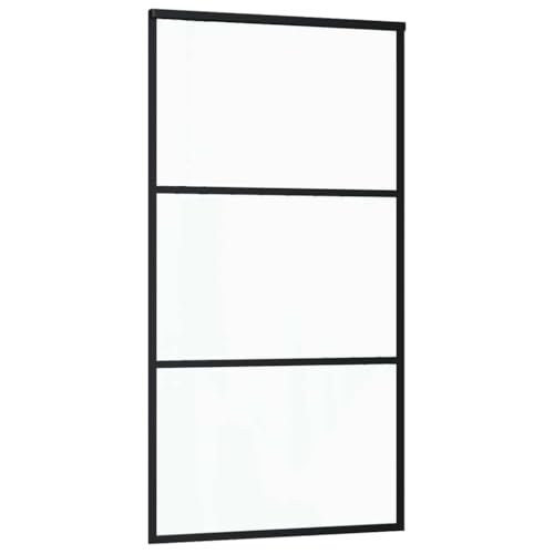 Miniatura 3 de Vidaxl Puerta Corredera Entrada Corrediza Deslizante Hogar Cuarto De Baño Sala De Estar Salón Habitación Esg Vidrio Y Aluminio 102x205 Cm Negra