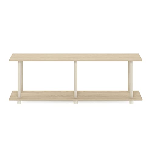 Image of Furinno Turn-N-Tube No Tools Modern Rectangle Side Table, Bauhaus Oak /Beige